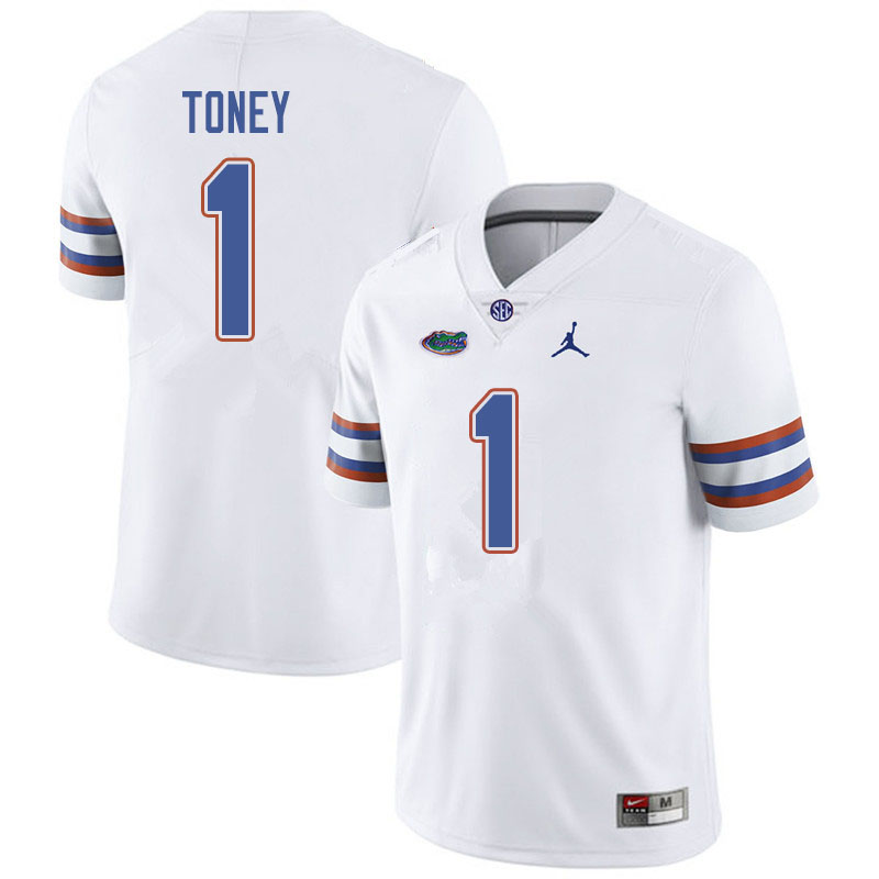Jordan Brand Men #1 Kadarius Toney Florida Gators College Football Jerseys Sale-White - Click Image to Close